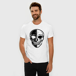 Футболка slim-fit Черно белый череп, цвет: белый — фото 2