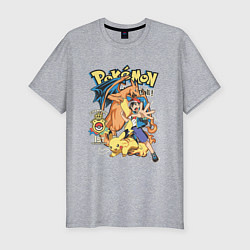 Футболка slim-fit Покемоны все Pokemons, цвет: меланж