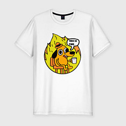 Футболка slim-fit This is fine meme, цвет: белый