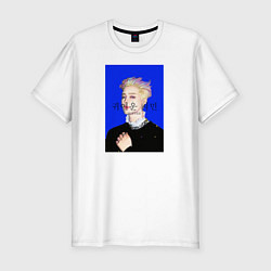 Футболка slim-fit BTS Чимин масло синий, цвет: белый