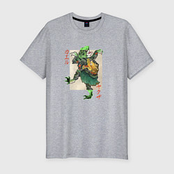 Футболка slim-fit Лягушка - японский стиль, цвет: меланж