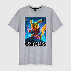 Футболка slim-fit Пмкачу на крыше небоскрёба - ночной кошмар, цвет: меланж