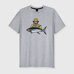Футболка slim-fit Рыбак и тунец, цвет: меланж