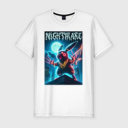 Футболка slim-fit Nightmare - terrible Pikachu neon glow, цвет: белый