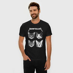 Футболка slim-fit Мяуталлика коты, цвет: черный — фото 2