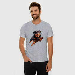 Футболка slim-fit Hunter Dog - Ротвейлер ГТА в прыжке, цвет: меланж — фото 2