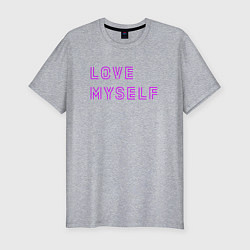Футболка slim-fit Надпись love myself BTS, цвет: меланж