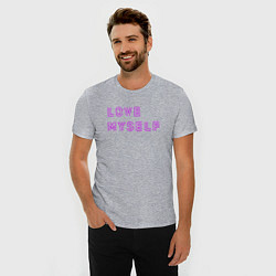 Футболка slim-fit Надпись love myself BTS, цвет: меланж — фото 2