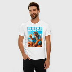 Футболка slim-fit Tigers also like beer - ai art fantasy, цвет: белый — фото 2