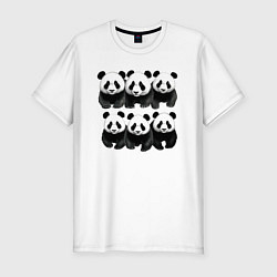 Футболка slim-fit Шесть панд, цвет: белый