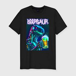 Футболка slim-fit Neon cyber beersaur - neon glow fantasy, цвет: черный