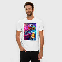 Футболка slim-fit Dude beersaur - neon glow, цвет: белый — фото 2