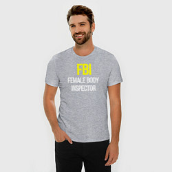 Футболка slim-fit FBI white text, цвет: меланж — фото 2