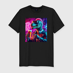 Футболка slim-fit Neon beersaur - neon glow, цвет: черный