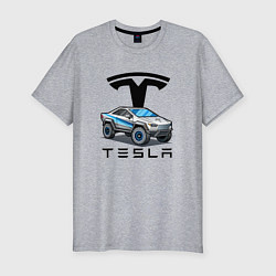 Футболка slim-fit Tesla сybertruck Elon Musk, цвет: меланж