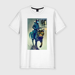 Футболка slim-fit Cat forces - ai art fantasy, цвет: белый