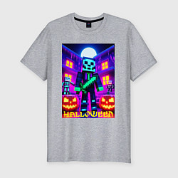 Футболка slim-fit Halloween and Minecraft - neon collaboration, цвет: меланж