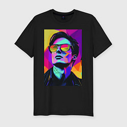 Футболка slim-fit Портрет Дурова pop art, цвет: черный