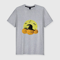 Футболка slim-fit Зловещие тыквы, цвет: меланж
