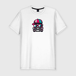 Футболка slim-fit Крутая тачка рэпер в очках - Прикол, цвет: белый