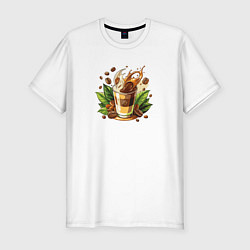 Футболка slim-fit Стакан кофе с молоком, цвет: белый