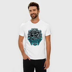 Футболка slim-fit Крутой медведь Bear неон, цвет: белый — фото 2