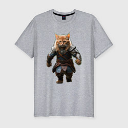 Футболка slim-fit Кот викинг, цвет: меланж