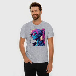 Футболка slim-fit Cyber girl - pop art fantasy, цвет: меланж — фото 2