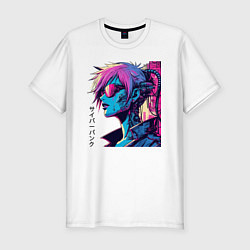 Футболка slim-fit Cyber girl - pop art fantasy, цвет: белый