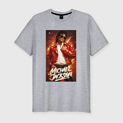 Футболка slim-fit Michael Jackson in the red jacket, цвет: меланж