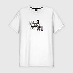 Футболка slim-fit Grand Theft Auto 6 vice city logo, цвет: белый