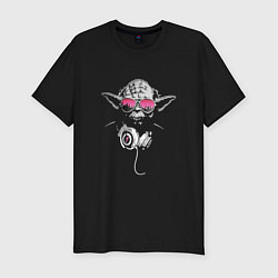 Футболка slim-fit Йода в крутых очках и наушниках, цвет: черный