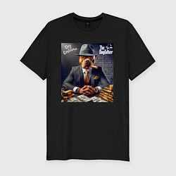 Футболка slim-fit Dog Corleone - ai art fantasy, цвет: черный