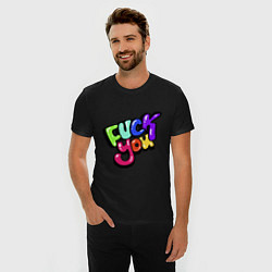 Футболка slim-fit Fuck you multicolor, цвет: черный — фото 2