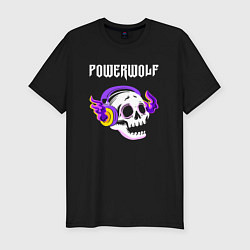 Футболка slim-fit Powerwolf - неоновый череп, цвет: черный