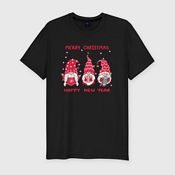 Футболка slim-fit Christmas Gnomes, цвет: черный