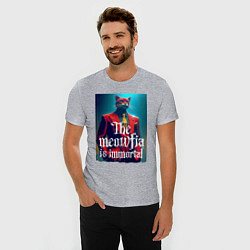 Футболка slim-fit Мяуфия бессмертна - мем, цвет: меланж — фото 2