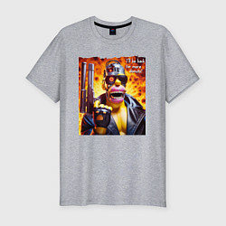 Футболка slim-fit Гомер Симпсон и Арнольд Шварценеггер - коллаба, цвет: меланж