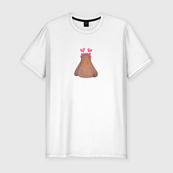 Футболка slim-fit Влюбленный медведь с сердечками, цвет: белый