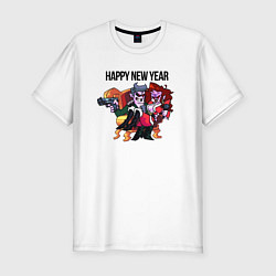 Футболка slim-fit Friday Night Funkin - Happy New Year, цвет: белый