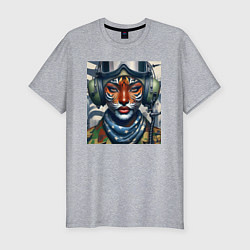 Футболка slim-fit Tigress girl military pilot, цвет: меланж