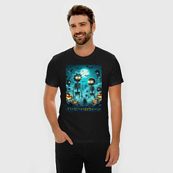 Футболка slim-fit Rick and Morty skeletons - happy halloween, цвет: черный — фото 2