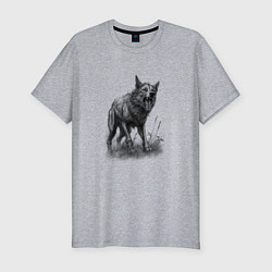 Футболка slim-fit Агрессивный волк, цвет: меланж