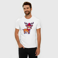 Футболка slim-fit Зимний оленёнок, цвет: белый — фото 2