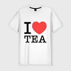 Футболка slim-fit I love tea, цвет: белый