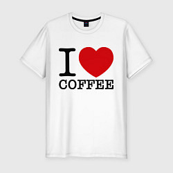 Футболка slim-fit I love coffee, цвет: белый