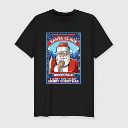 Футболка slim-fit Santa Claus north pole, цвет: черный