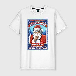 Футболка slim-fit Santa Claus north pole, цвет: белый