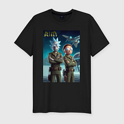 Футболка slim-fit Rick and Morty - air force нейроарт, цвет: черный