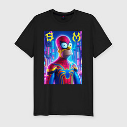 Футболка slim-fit Homer Simpson and Spider man - collaboration, цвет: черный